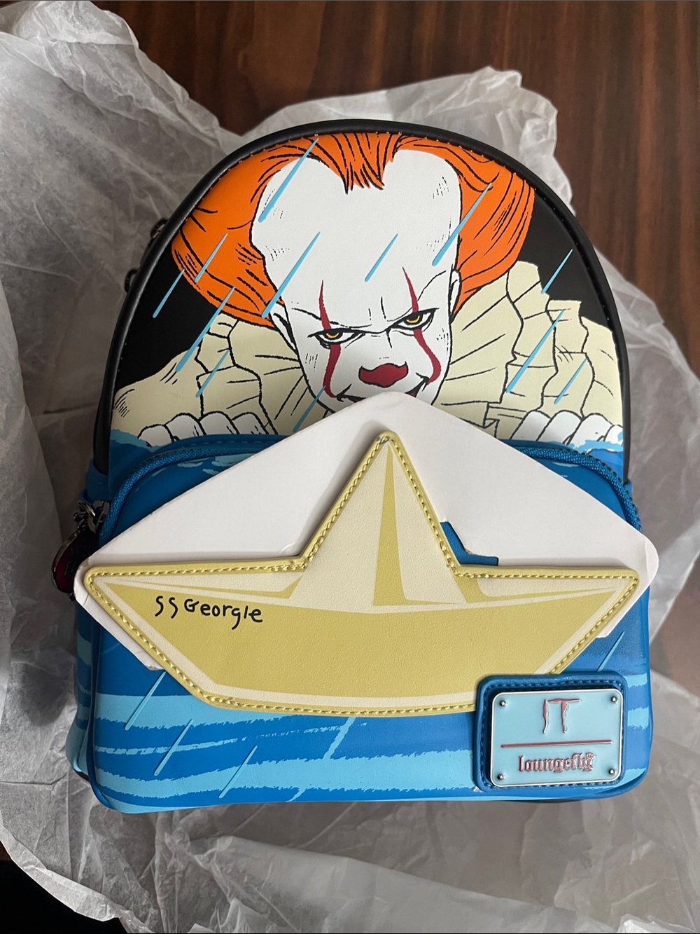 Mini Loungefly Blue White Yellow Pennywise SS Georgie Backpack - open to offers